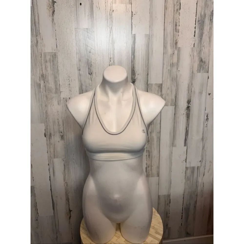 Champion Double Dry White Sports Bra Small Racerback Athletic Activewear